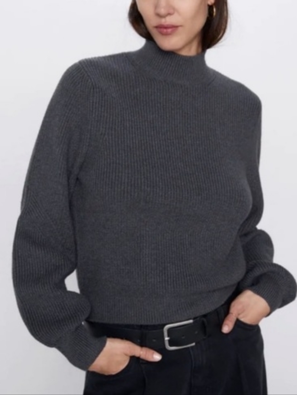 Zara charcoal mock sweater S